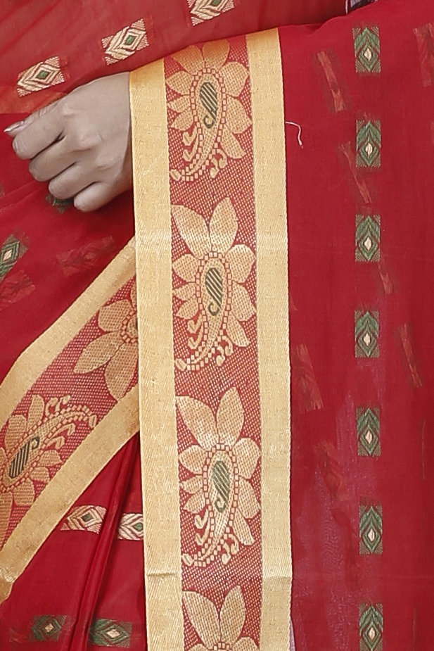 Red Pure Cotton Udaya Tant Saree (1148)